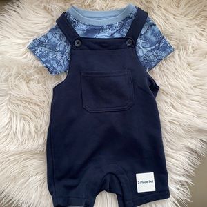 French Terry Shortalls and Jersey Tee Set for Baby